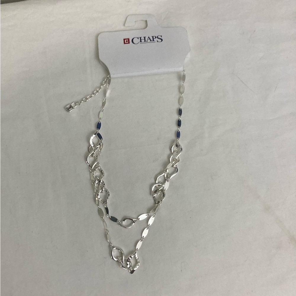 5-24 Chaps silver tone necklace short layered NEW gift